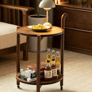 圆形茶几小户型黑YP001厅胡木桃客边小茶几可移动沙发边几阳台桌
