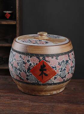 景德镇陶瓷米缸家用带盖密封防000482潮虫老式1斤2斤30斤防聚宝盆