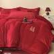 简约冬季 牛奶绒结床上四件红色绒喜被法兰被套1101 4套婚庆珊瑚