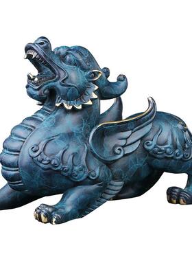 《霸王招貔貅》铜貔貅摆件 财居客礼厅公母0180一对皮家丘店铺开