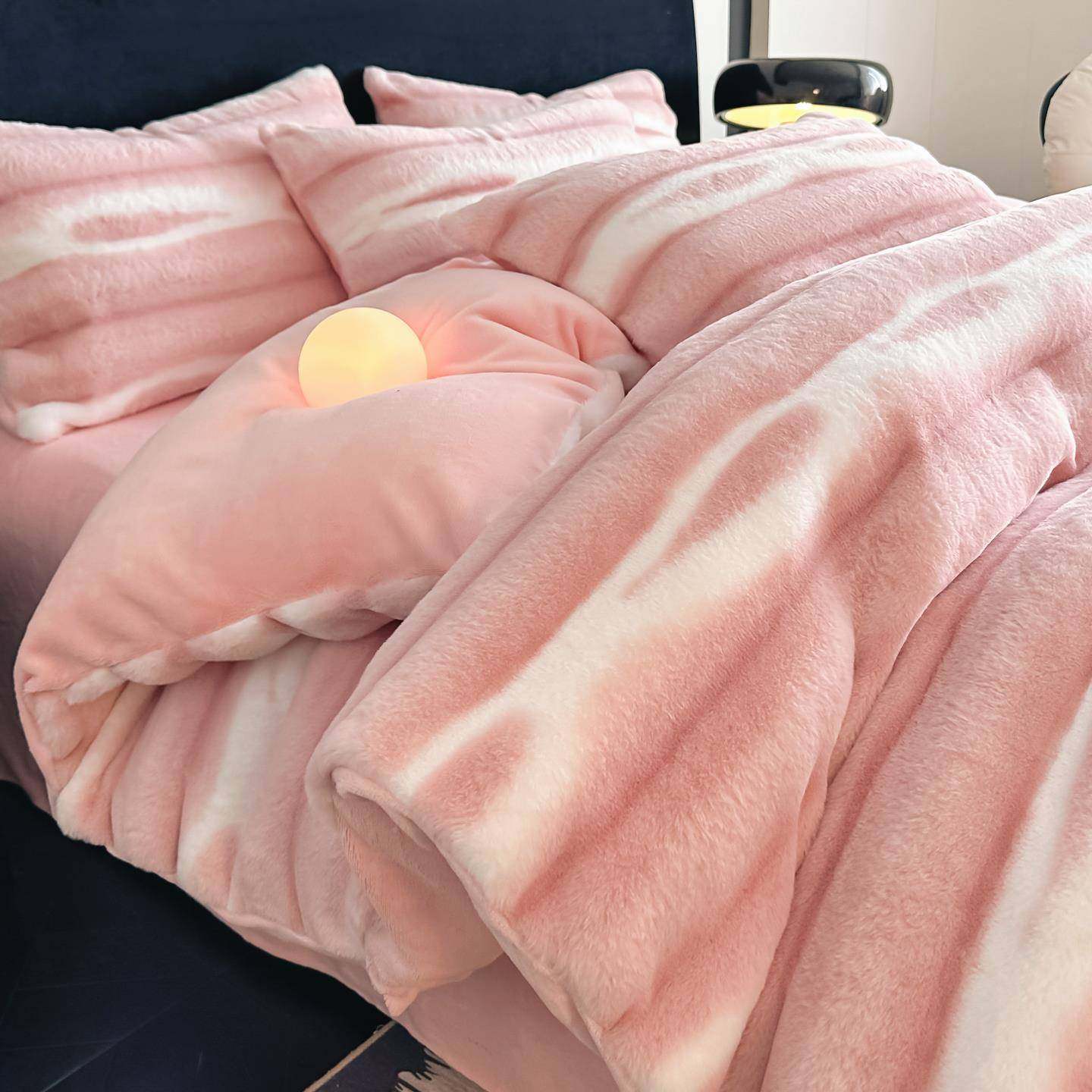 冬季a类懒兔米绒单面VUE件套加厚保被暖牛奶绒被罩双绒四件套1.5