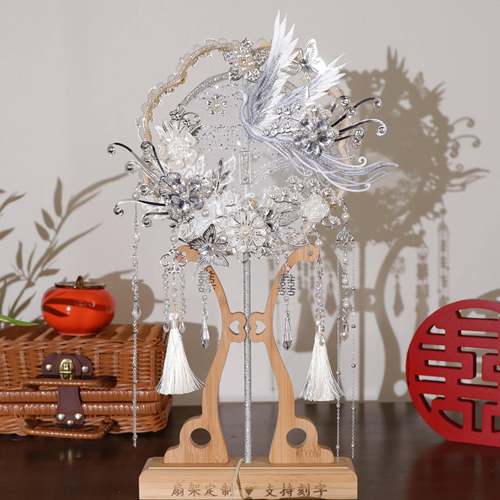 团扇新结婚娘di婚y材料包手工成秀品禾喜扇高级新礼物喜扇婚IOK扇