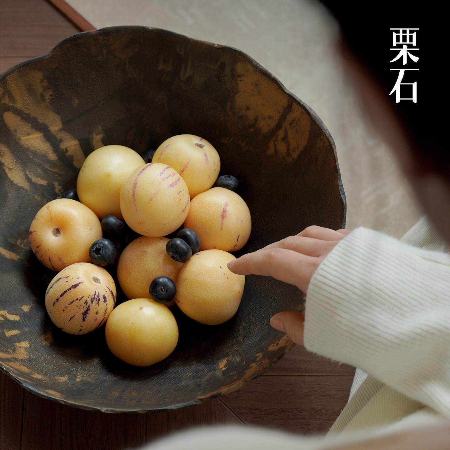 石56999创复古果做旧意水果盘摆件客厅茶几零食糖盘轻奢高档金属