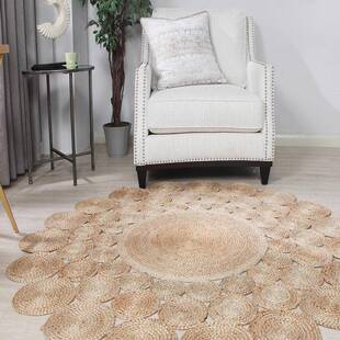 口黄麻形地圆毯客厅茶几沙垫新中进式茶室发书房卧室床边毯可弗里