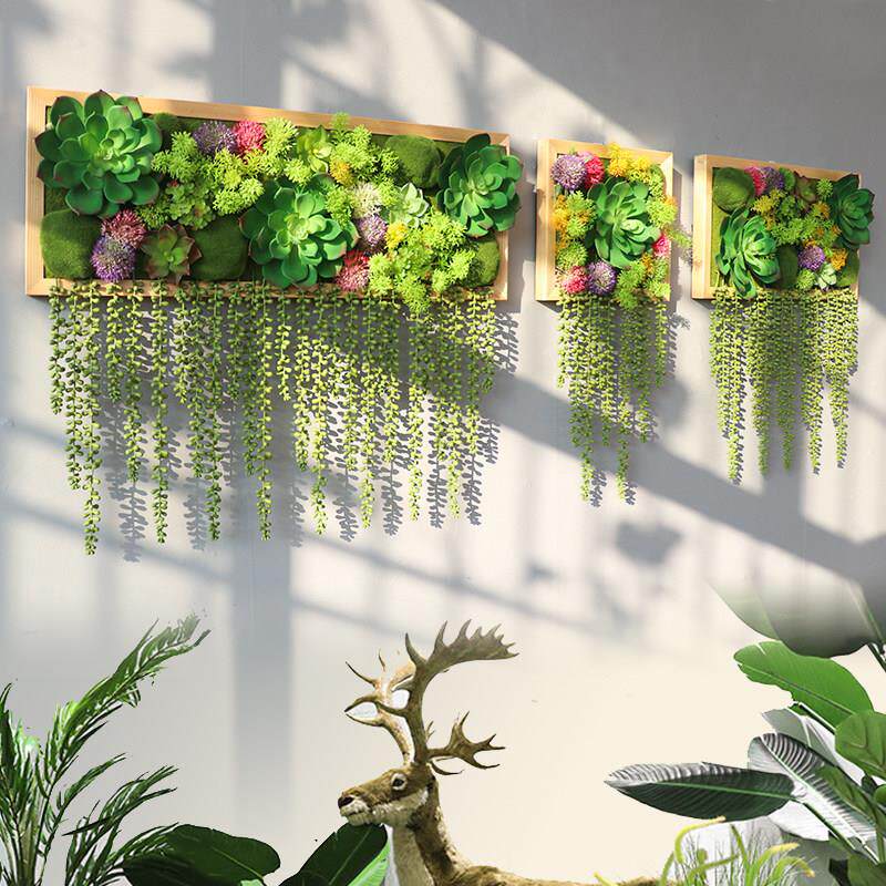 仿真画肉垂挂植物墙OHT上绿壁挂墙体墙壁植餐厅装饰墙面客厅背多