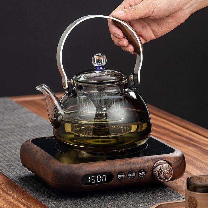 新款北黑胡桃木实WZE热木电陶炉套装超薄耐璃蒸煮茶美器养生玻烧,餐饮具,煮茶炉,淘宝优惠券,粉丝福利购,淘宝优惠卷