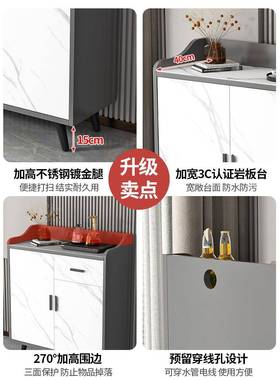 岩餐边柜墙一体客置物板柜现代简89898约厨房橱柜茶厅水柜家靠用