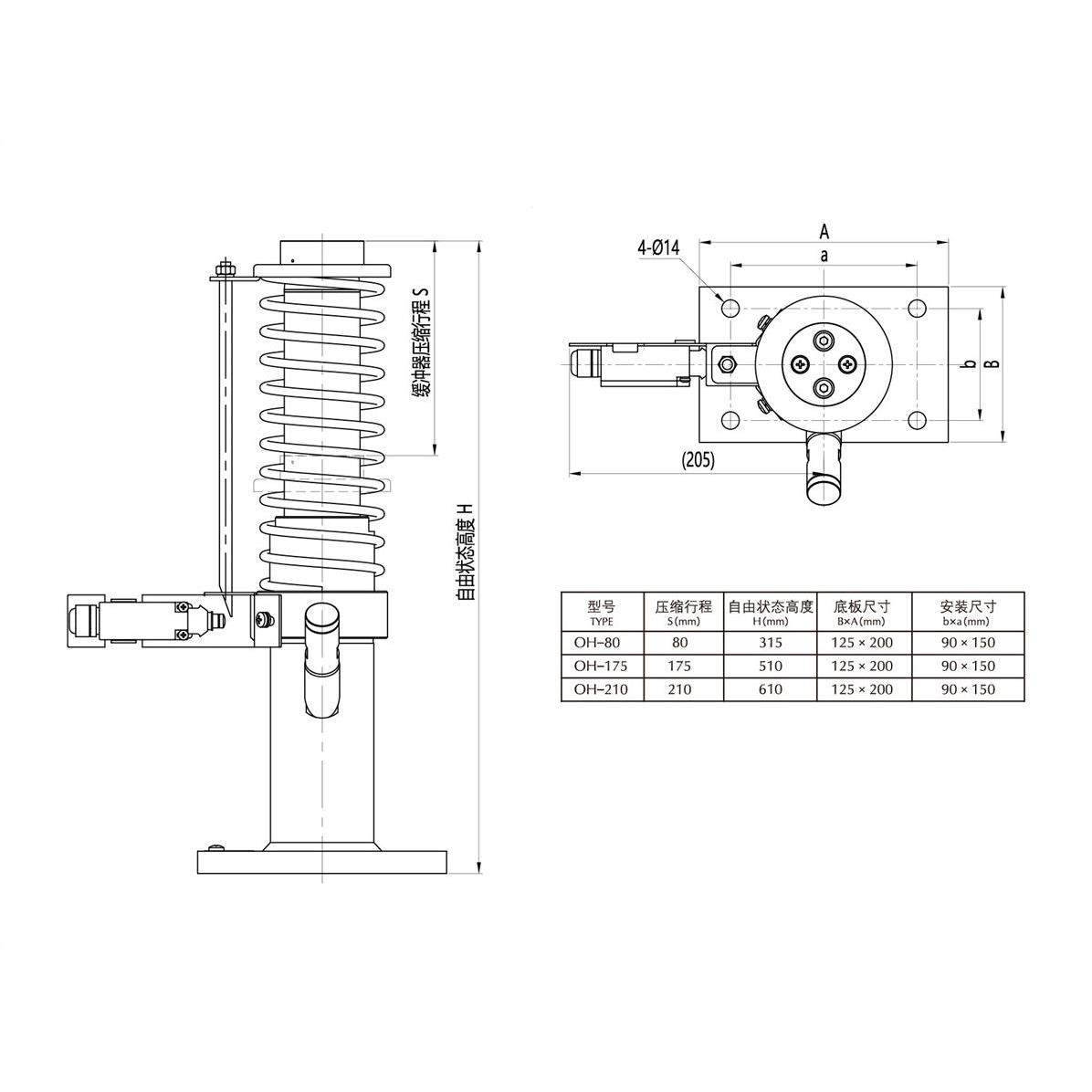 宁波奥H德普电梯液压缓冲器2O65 80 75 轿20 275 4OH5现货对重厢