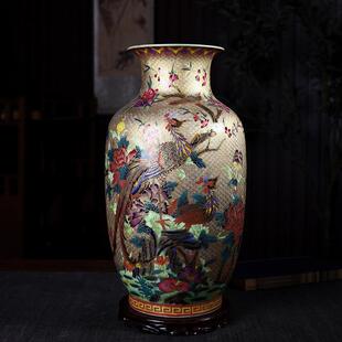 景德镇陶瓷摆件彷古描金珐瑯彩桌面大号花瓶居家客厅玄关欧式瓷器