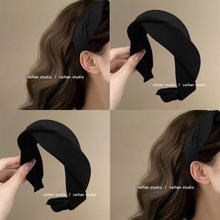 复古高级感压发头箍高颅顶气质盘发器 麻花编织头箍 优雅黑 法式