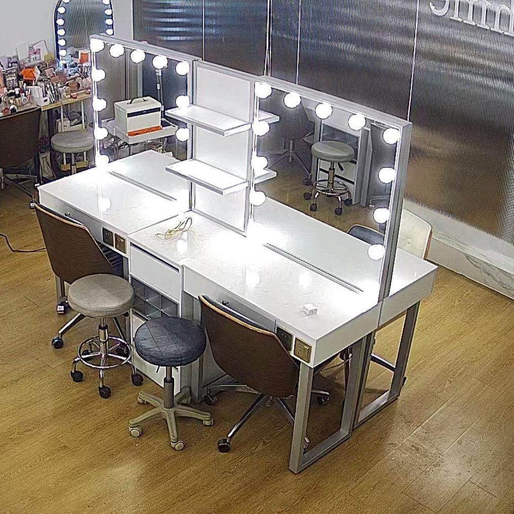 影楼婚纱摄影店带灯梳妆彩妆镜台美容院专业大理石海马体化妆镜台