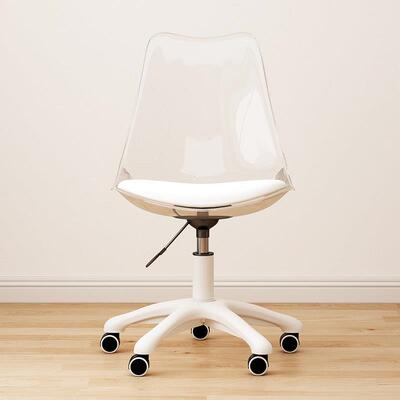 电脑椅旋转升降家用舒适久坐书房学习办公椅透明化妆椅靠背转椅子