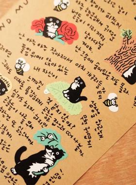 duye度也 韩国huginn and muninn贴纸韩系ins手绘治愈可爱奶牛猫