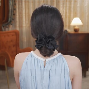 黑色蝴蝶结抓夹女夏2025新款饱满后脑勺发夹显发量少鲨鱼夹子发饰