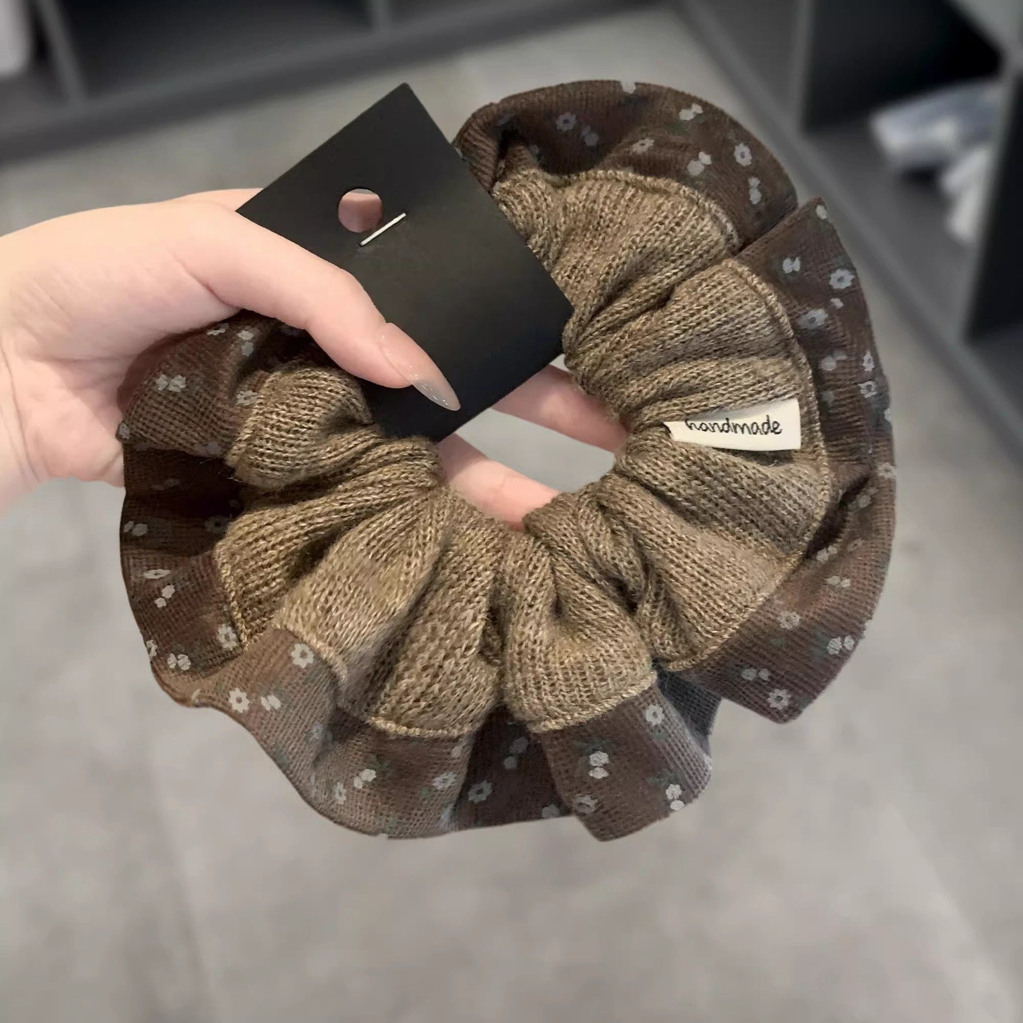 韩国复古软糯针织卡其碎花大肠圈小众设计甜美扎丸子头花耐用发圈,饰品/流行首饰/时尚饰品新,发饰,淘宝优惠券,粉丝福利购,淘宝优惠卷