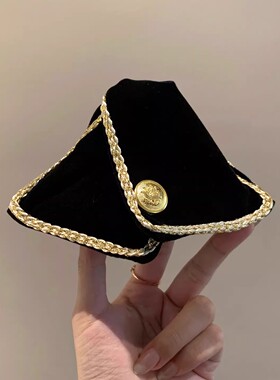 秋冬黑色丝绒三角贝壳抓夹女高级感气质后脑勺盘发鲨鱼夹发卡发夹