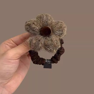 秋冬复古毛绒花朵发圈女洋气时尚扎丸子头发绳皮筋头绳高级感发饰