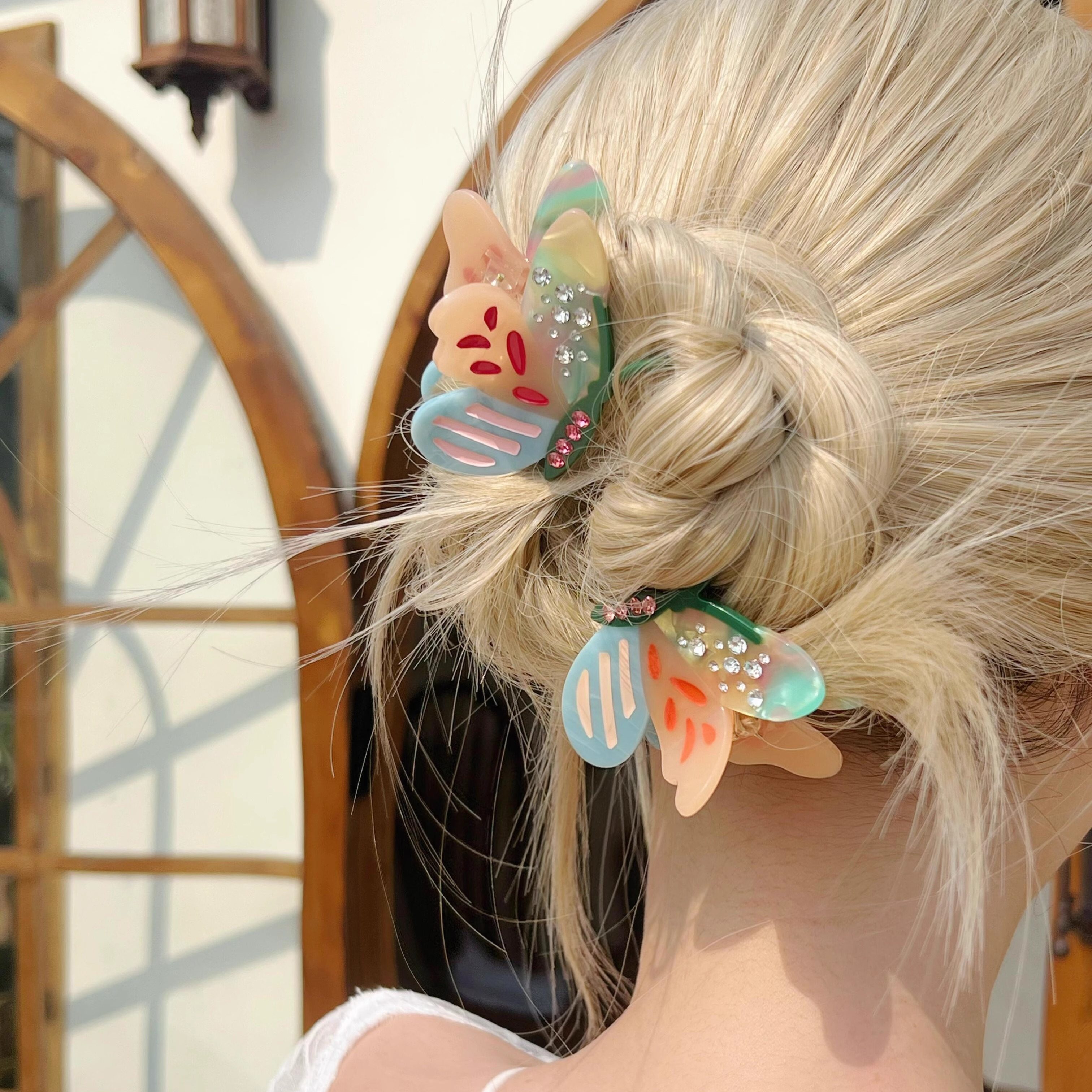 半扎发新款拼色醋酸蝴蝶抓夹小众多巴胺高级发夹少女盘发鲨鱼夹子,饰品/流行首饰/时尚饰品新,发饰,淘宝优惠券,粉丝福利购,淘宝优惠卷