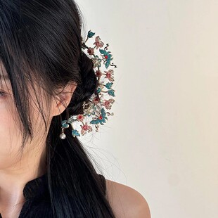 中国发簪新中式新款高端盘发排簪古风女高级感非遗景泰蓝簪子步摇