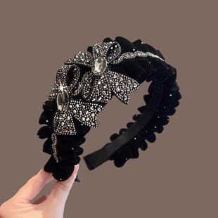 遮白发神器高颅顶发箍女款秋冬高级感轻奢丝绒蝴蝶结头箍发卡头饰