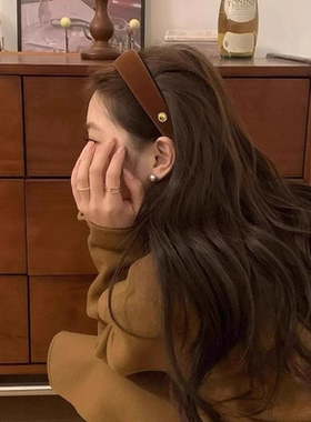 中古感~金扣复古丝绒发箍女外出洗脸简约发卡韩国头箍发饰头饰