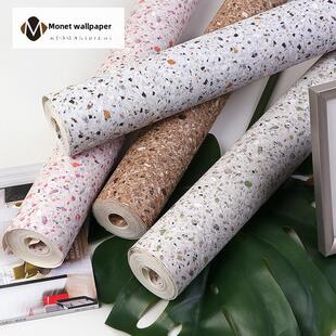 斯堪的纳维亚壁纸花岗岩卧室客厅彩色彷水洗石材水磨石壁纸店装修