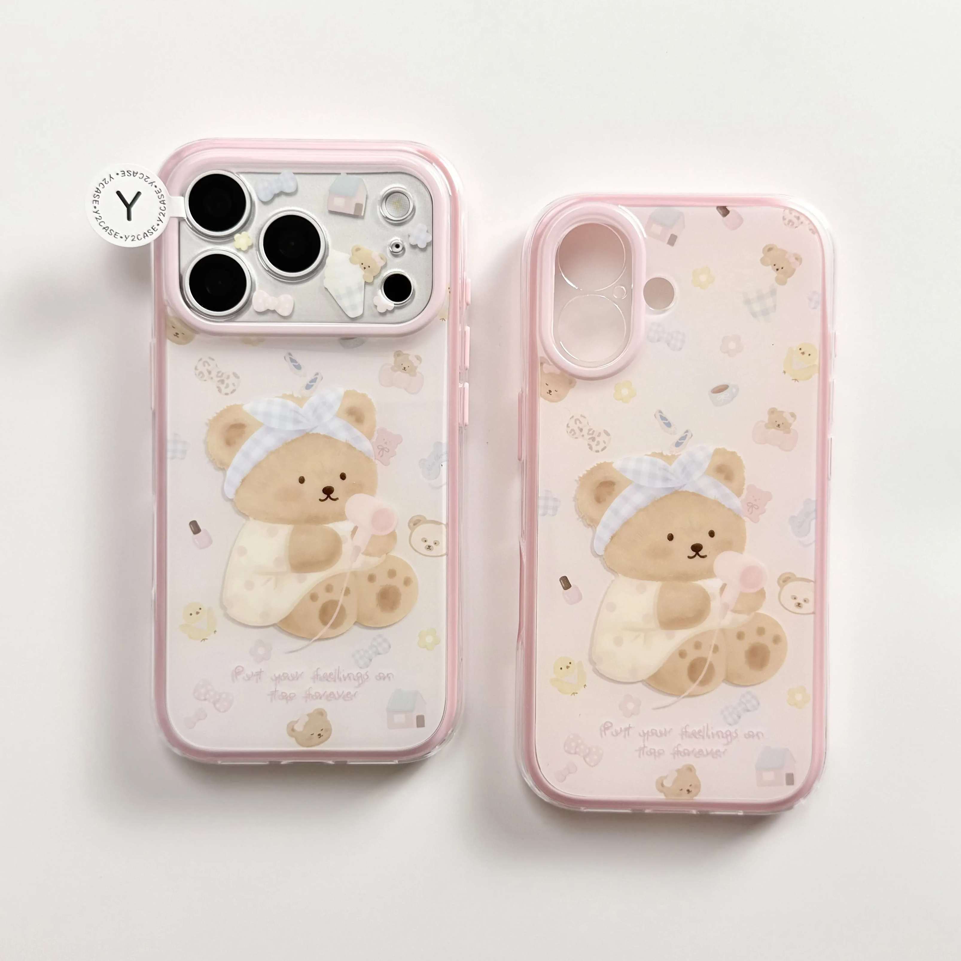 雨柠二合一卡通可爱吹风机小熊 IMD双层手机壳适用iPhone17新款苹果16日韩INS15个性创意14防摔保护套