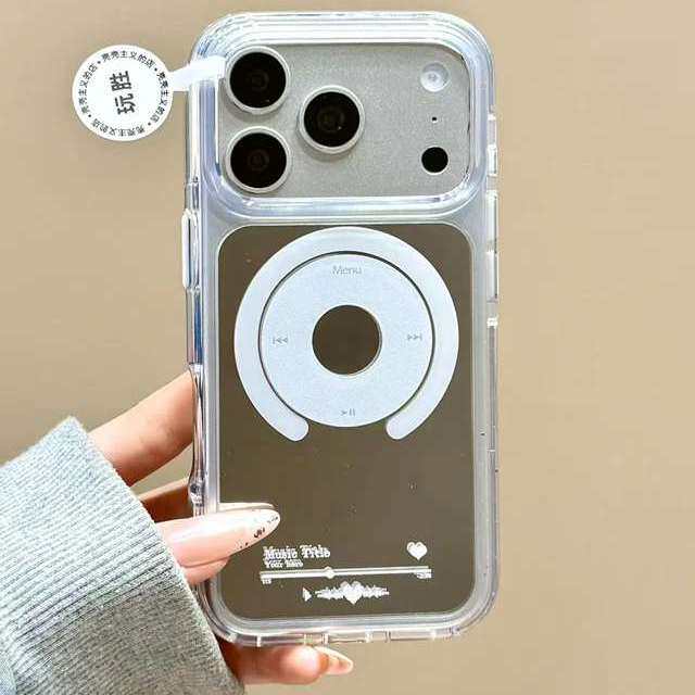 雨柠镜面白色碟片亚克力磁吸适用苹果17promax手机壳iPhone16新款15个性创意日韩INS小众14防摔保护套