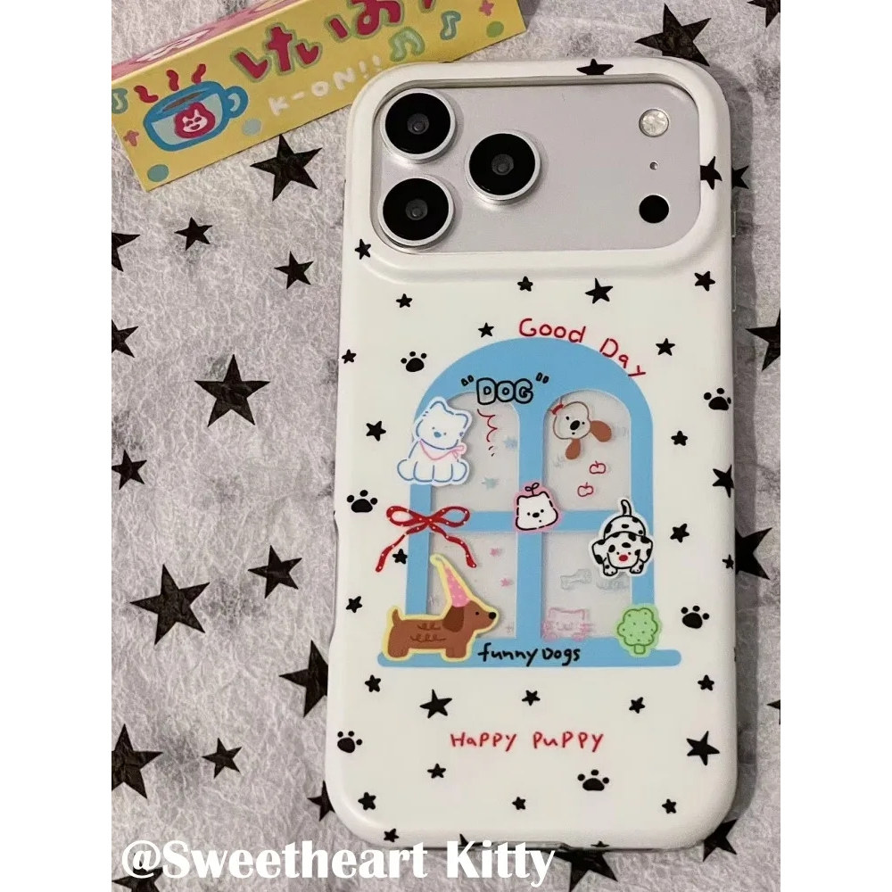 雨柠ins氛围感星星窗户狗狗适用iphone17promax苹果16手机壳15可爱卡通日韩个性创意14防摔保护套