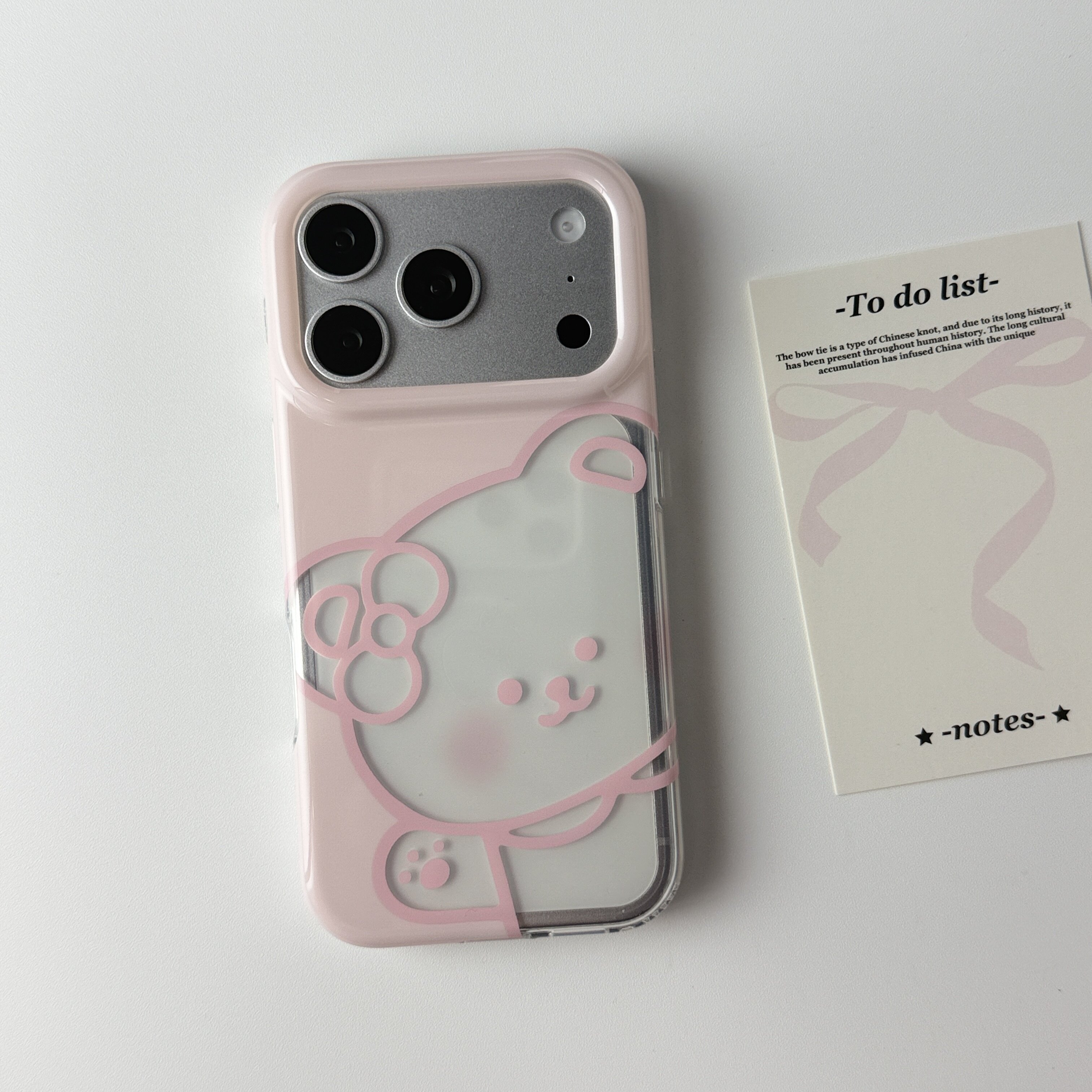 雨柠可爱粉色镂空蝴蝶结小熊IMD双层适用苹果18promax手机壳iphone17新款15pro女款16pm全包保护壳