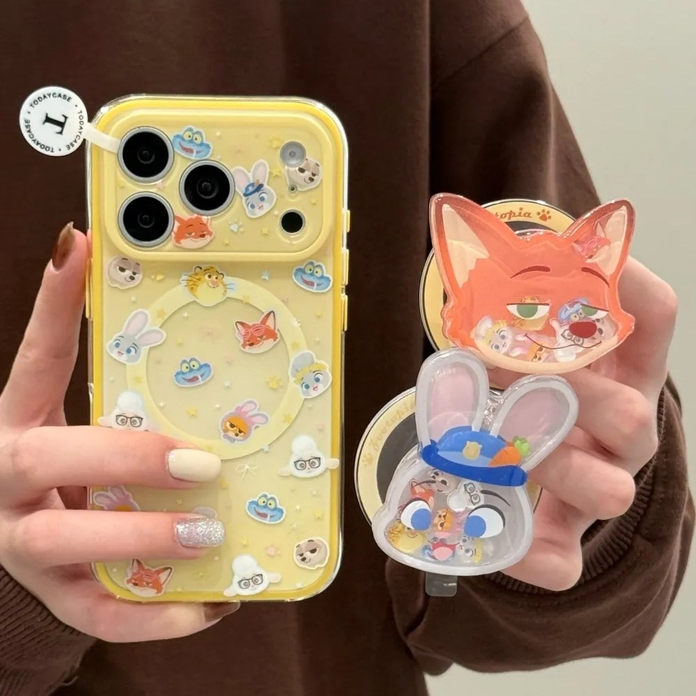 雨柠二合一奶黄色动物城适用苹果iphone17磁吸支架16双层手机壳15卡通可爱ins个性创意14防摔保护套