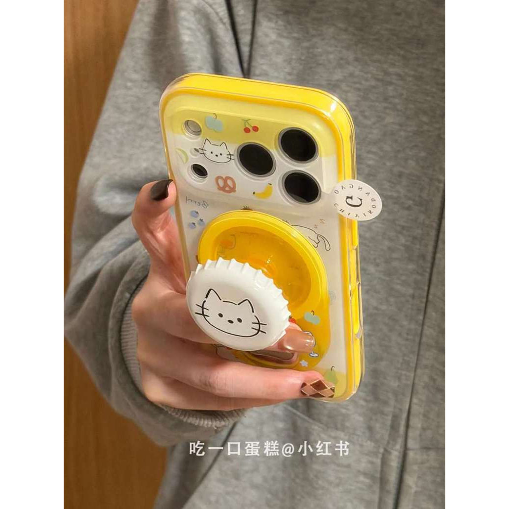 雨柠白黄拼色猫咪蓝莓草莓适用18promax手机壳iphone17新款16日韩卡通INS可爱个性创意15防摔保护套