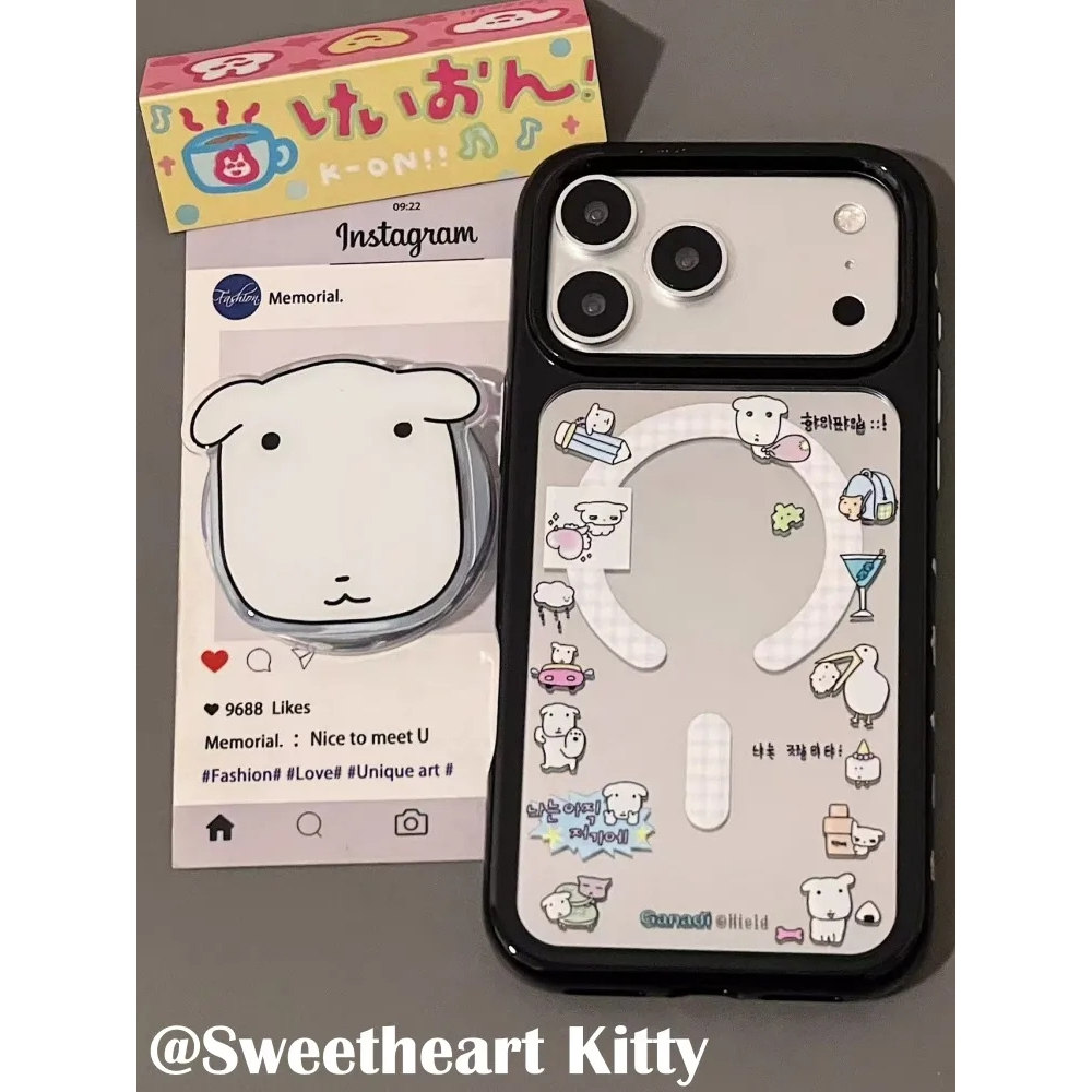 雨柠磁吸侧边图案ganadi狗狗镜面适用iphone17promax新款苹果16手机壳15卡通可爱日韩14防摔保护套