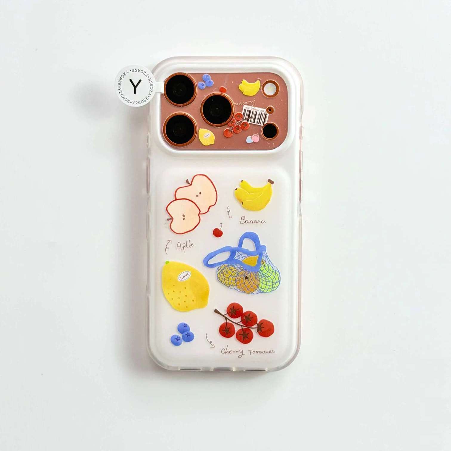 雨柠磨砂ins风个性水果条形码IMD双层手机壳适用iPhone17Promax新款苹果16小清新15个性创意14防摔保护套