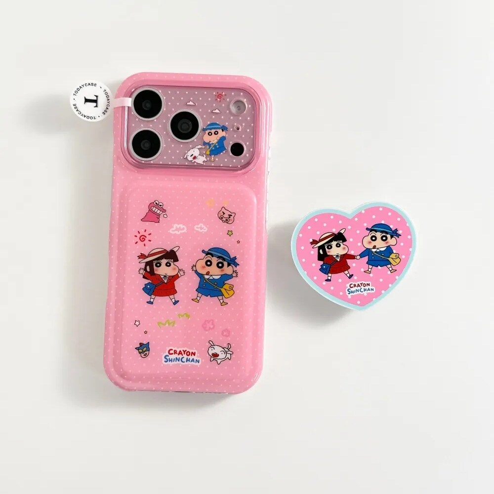 雨柠小新和小爱适用苹果17promax全包iphone16支架全包手机硬壳15卡通日韩INS可爱14防摔保护套