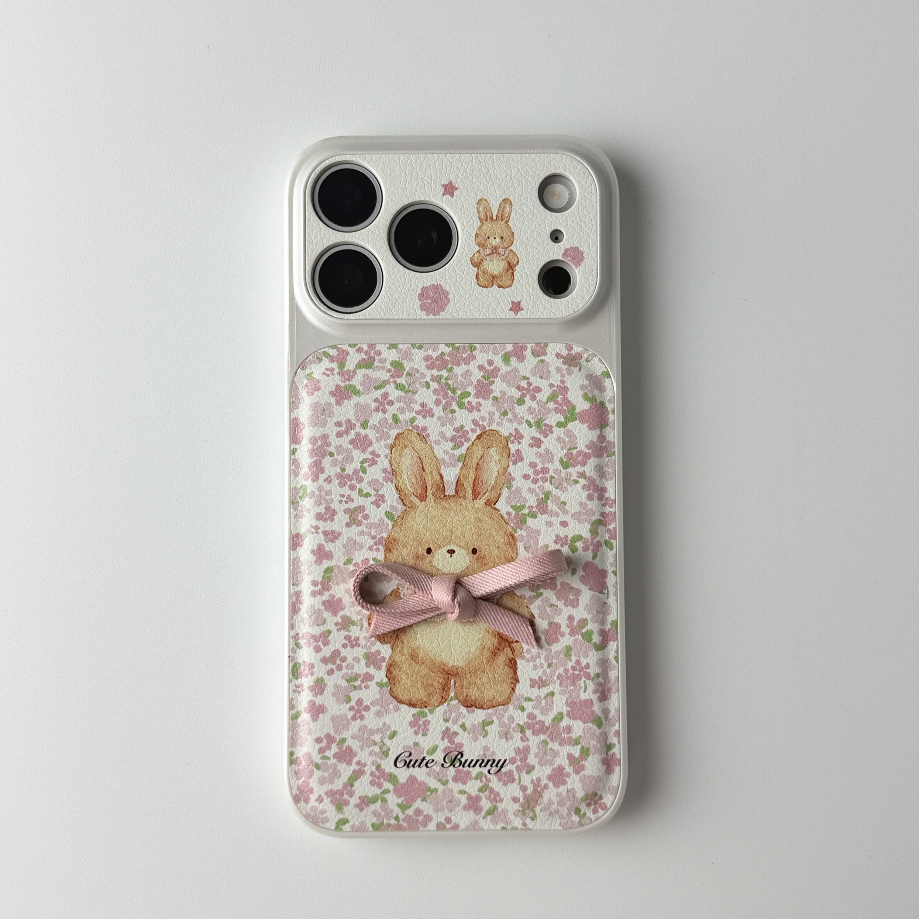 雨柠碎花蝴蝶结兔子适用苹果18Pro手机壳iPhone17新款16promax清新温柔小花卡通15全包防摔保护套