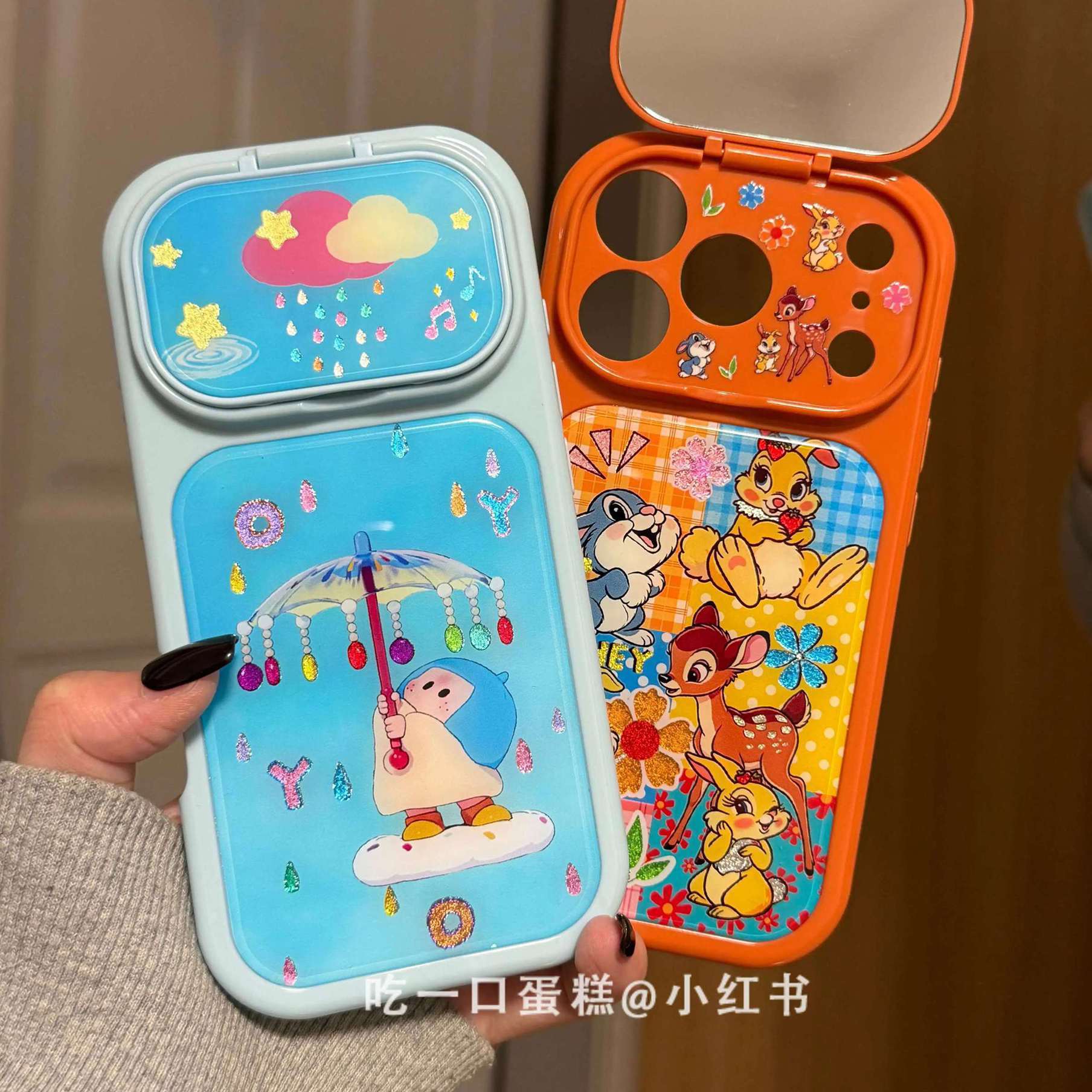雨柠雨伞右右酱波点兔子小鹿适用17promax手机壳iphone16新款15卡通日韩INS可爱个性创意14防摔保护套