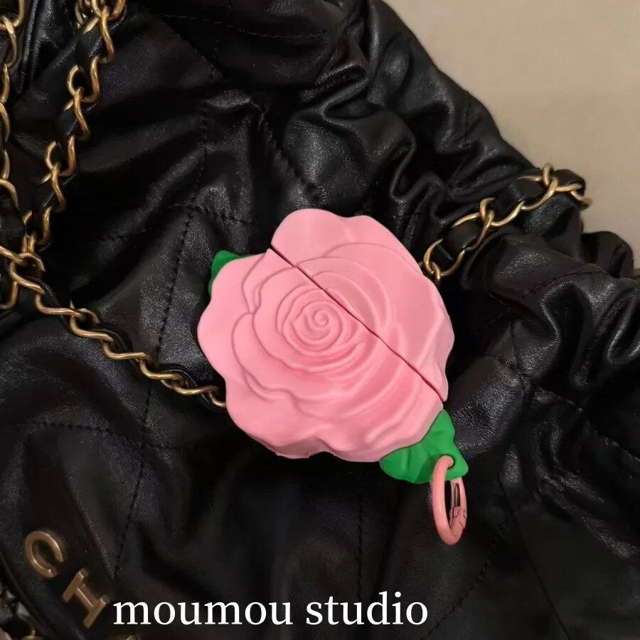 雨柠ins韩系粉色玫瑰花硅胶适用苹果airpodspro保护套5代4代防摔1/2
