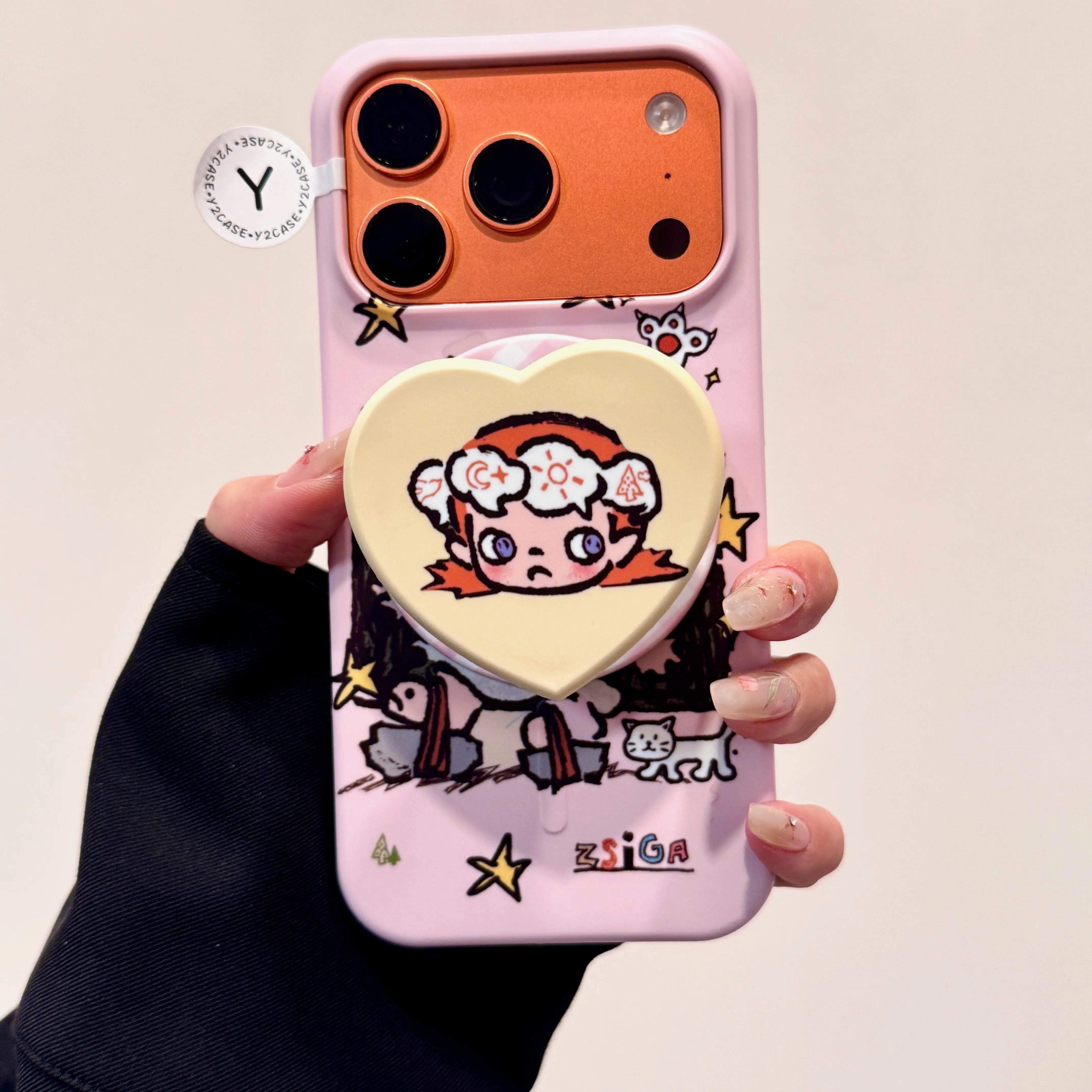 雨柠小众可爱嘎子姐PC硬质手机壳适用iPhone17promax新款简约苹果16卡通图案15个性创意防摔保护套