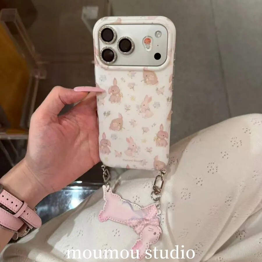 雨柠可爱满屏碎花兔子适用于iPhone17promax新款苹果16pro手机壳15卡通小清新日韩14防摔保护套