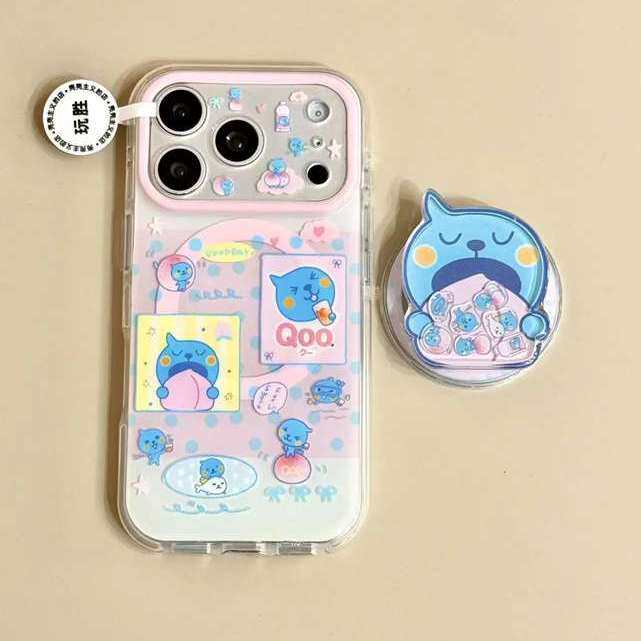 雨柠ins酷儿桃子气泡水适用苹果17promax磁吸双层手机壳iPhone16新款15卡通日韩可爱个性创意14防摔保护套