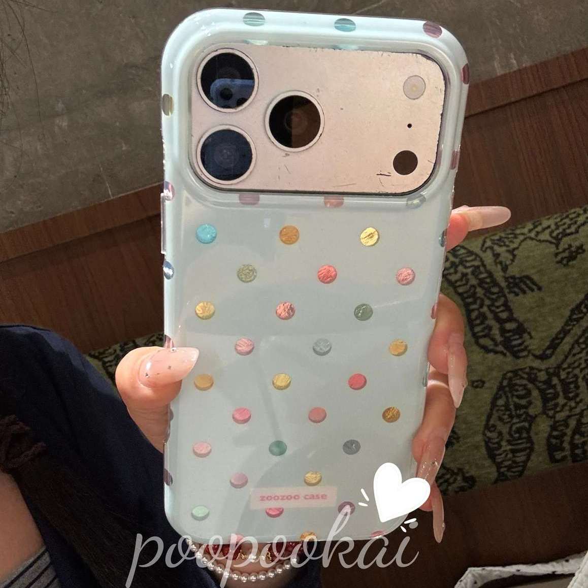 雨柠蓝底多巴胺发光波点适用于iPhone17pro新款苹果16手机壳15日韩卡通ins个性创意满屏14防摔保护套
