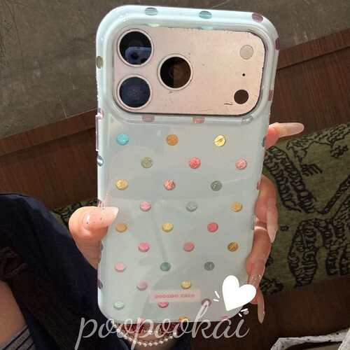 雨柠蓝底多巴胺发光波点适用于iPhone17pro新款苹果16手机壳15日韩卡通ins个性创意满屏14防摔保护套