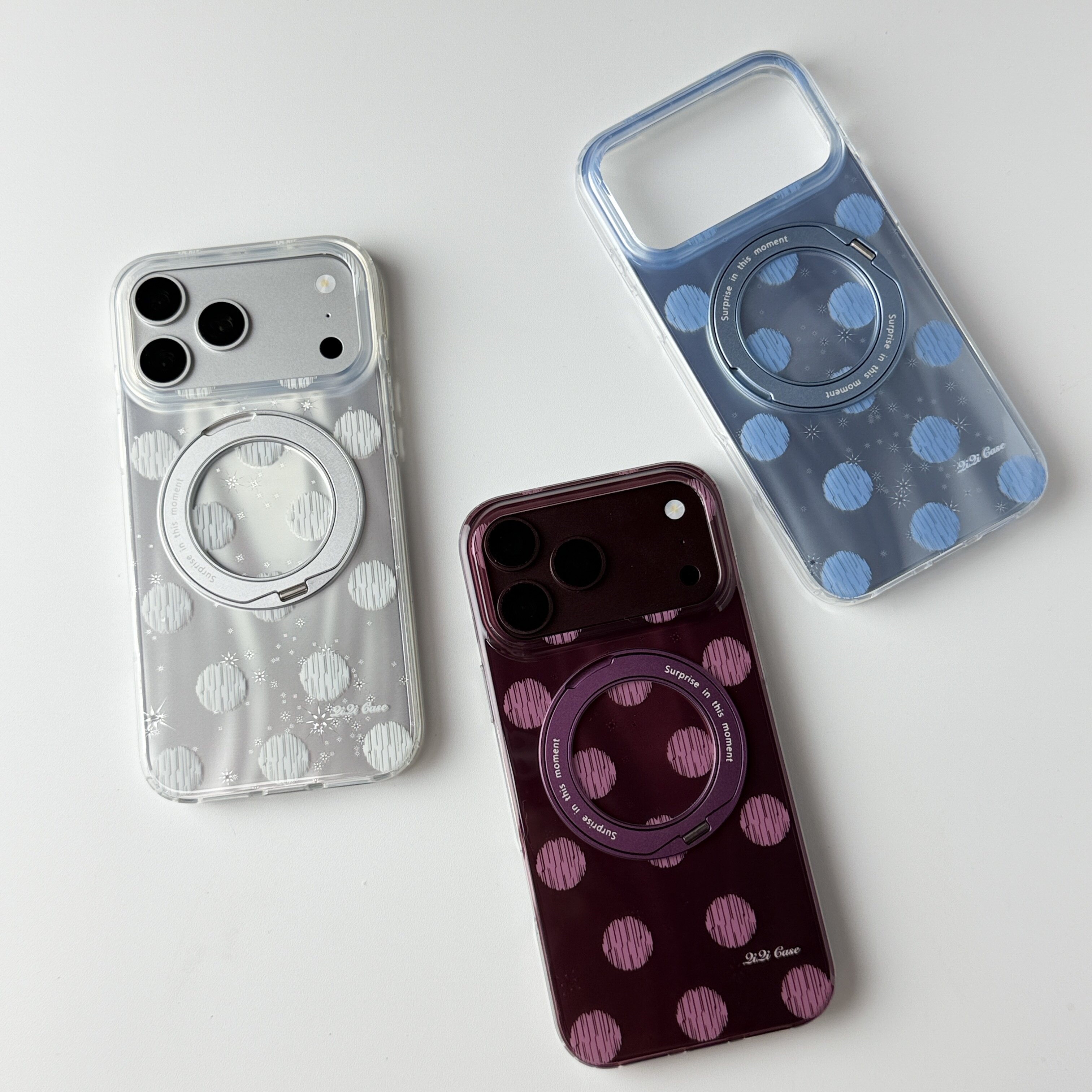 雨柠复古纹理波点旋转支架磁吸适用iPhone18新款苹果17手机壳16日韩个性创意简约ins15防摔保护套