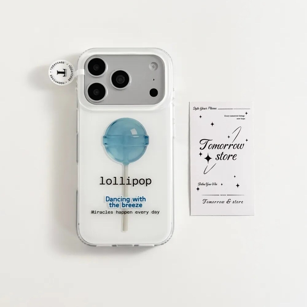 雨柠ins小众蓝色棒棒糖适用苹果17promax磨砂iphone16双层手机硬壳15小清新日韩个性创意14防摔保护套