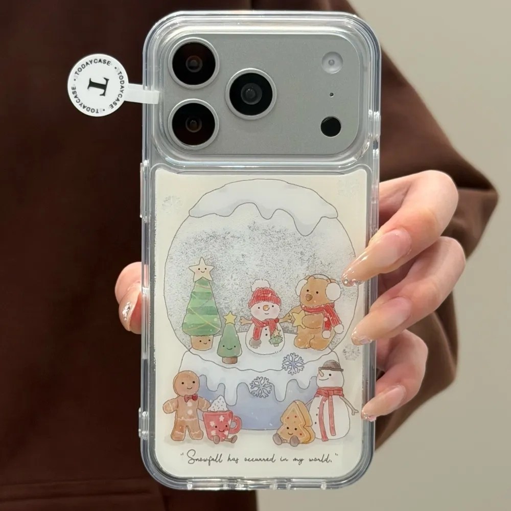 雨柠小动物流沙水晶球适用苹果17pro亚克力iphone16透明手机硬壳新款15卡通可爱个性创意14防摔保护套