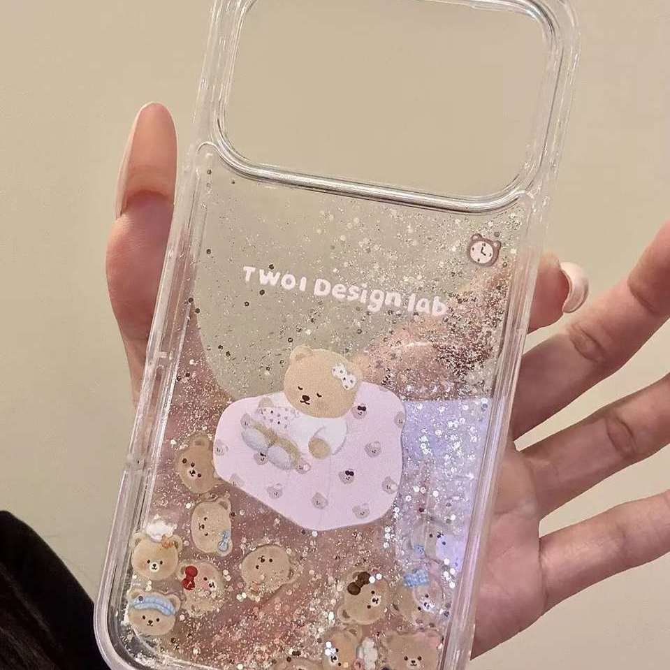 雨柠适用于iphone17promax手机壳软萌透明底15粉沙发小熊脑袋小熊16pm卡通日韩INS15个性创意14防摔保护套