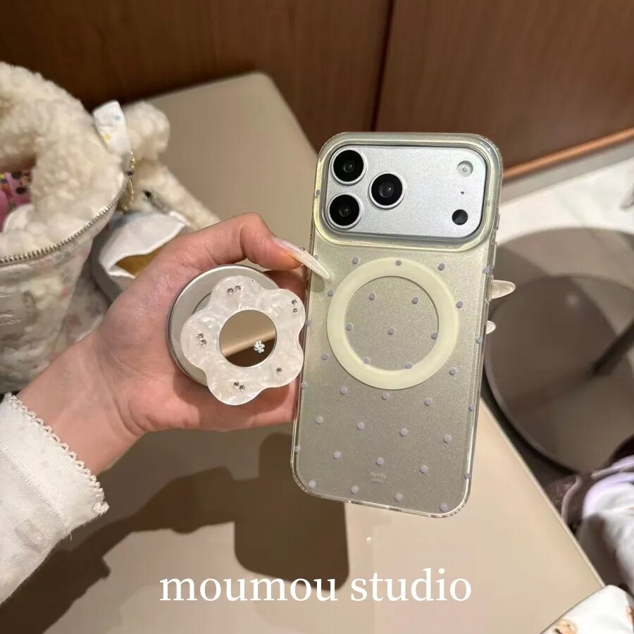 雨柠小众简约黄底波点磁吸适用于iphone17promax新款苹果16pro手机壳15日韩ins个性创意14防摔保护套