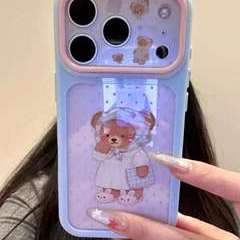 雨柠可爱头巾睡衣兔子拖鞋小熊适用于iphone17promax苹果16手机壳15p卡通日韩INS个性创意14防摔保护套