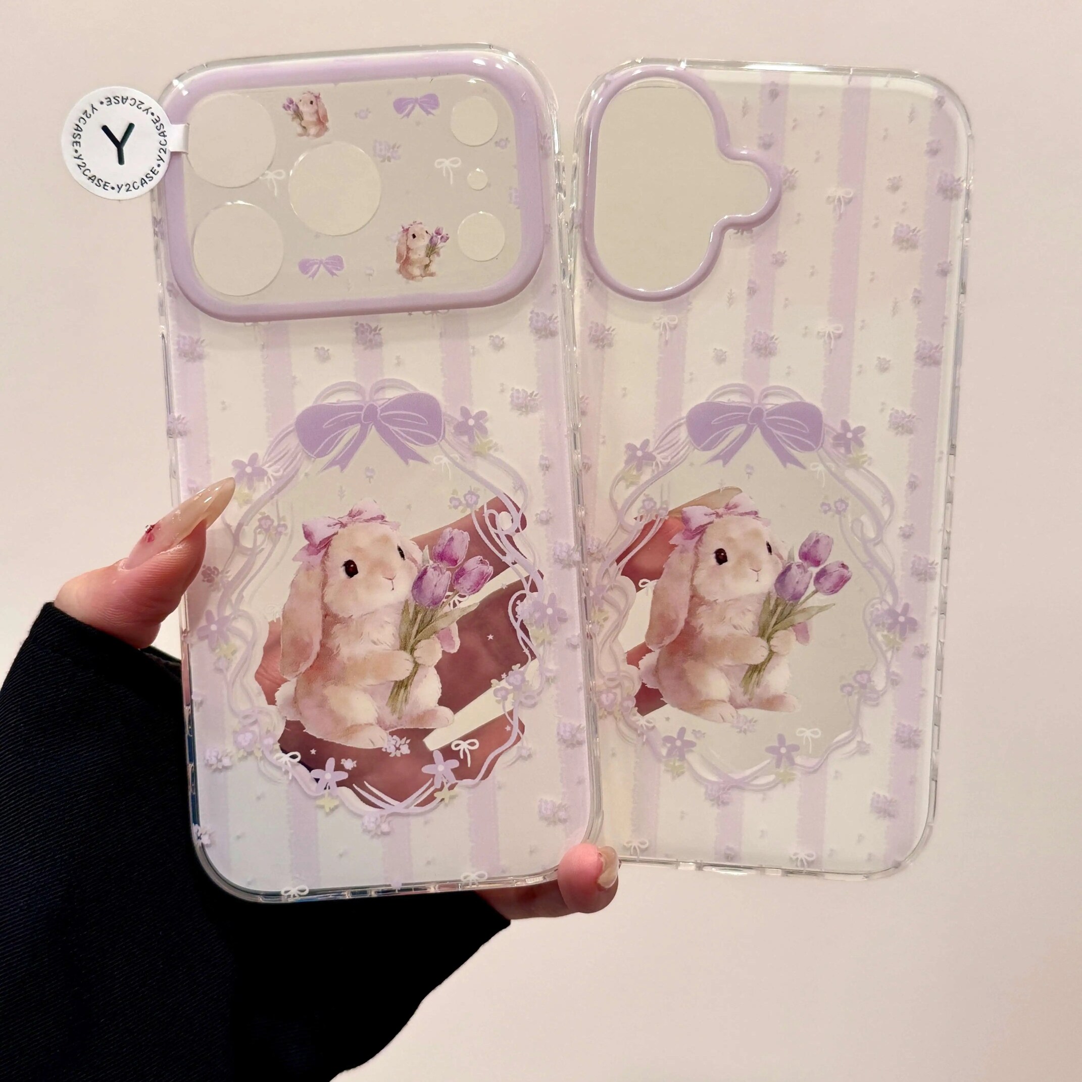 雨柠可爱紫色郁金香小兔子IMD双层手机壳适用iPhone17系列苹果16新款15小清新日韩ins14防摔保护套